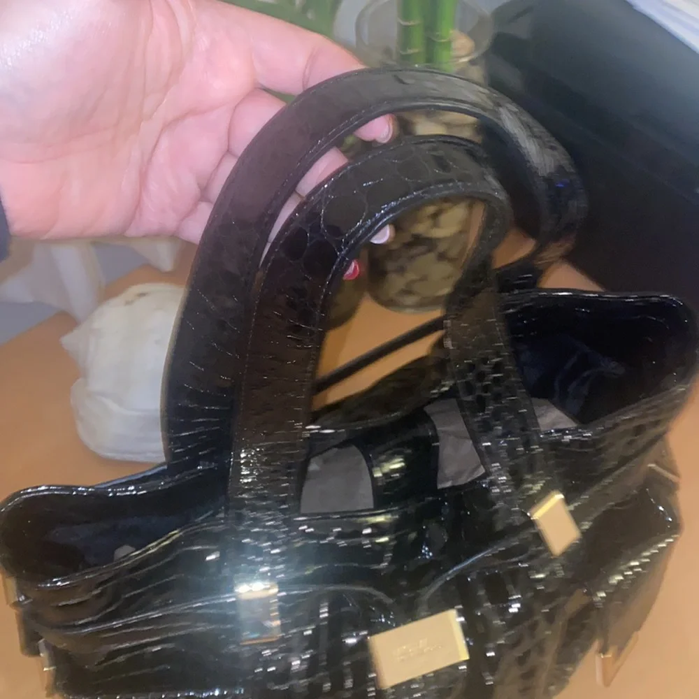 Michael Kors Black Crocodile-Embossed Satchel - Picture 4 of 7